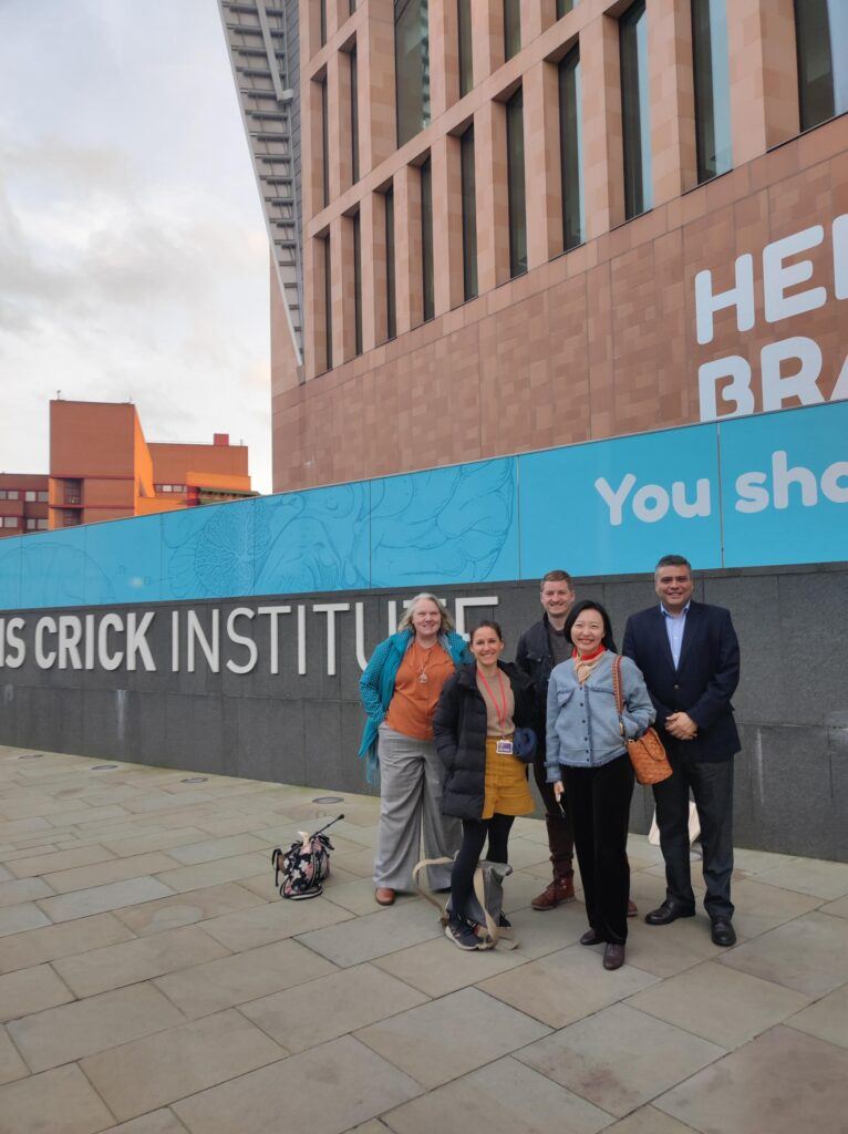Image of London and Partners Market Directors and MedCity CEO outside the Crick Institute. 